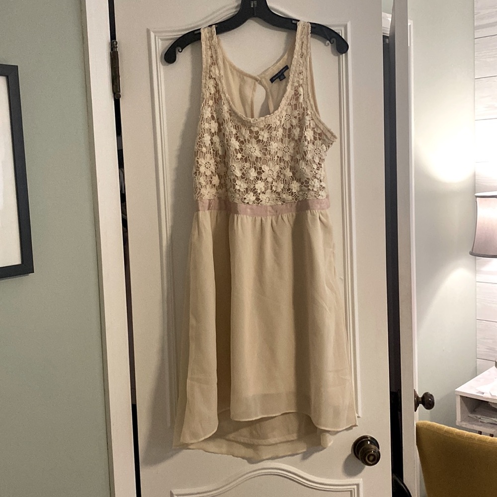 American eagle cream open back dress